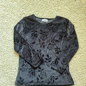 Floral Velvet Long Sleeve Top